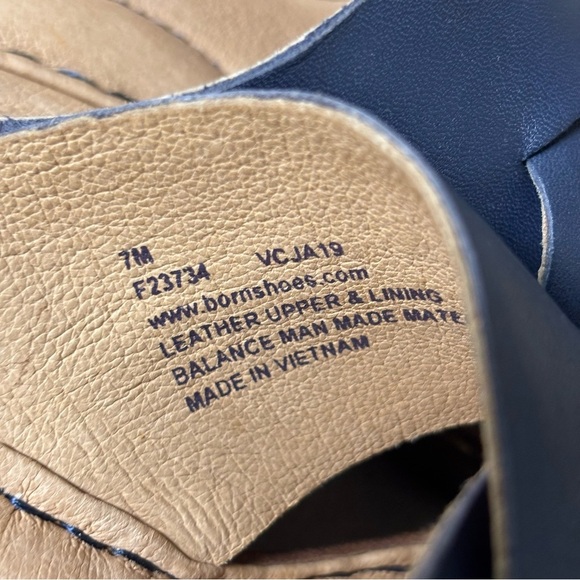 Born Coney Leather Block Heel Sandals in Blue Lyst Color Sz 7M - Picture 6 of 7